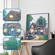 5D DIY Diamond Painting Kits For Kids, with Diamond Painting Cloth, Resin Rhinestones, Diamond Sticky Pen, Tweezers, Tray Plate and Glue Clay, Forest Cabin Pattern, Mixed Color, 28x28cm(DIY-R076-014)
