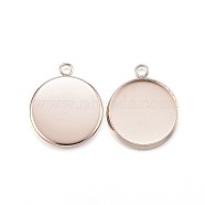 Ion Plating(IP) 304 Stainless Steel Pendant Cabochon Settings, Plain Edge Bezel Cups, Flat Round, Rose Gold, Tray: 14mm, 19x16x2mm, Hole: 2mm(X-STAS-G127-13-14mm-RG)