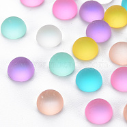Electroplate Resin Cabochons, with Frosted, Half Round, Mixed Color, 8x4mm(X-CRES-Q216-002)