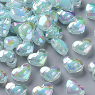 Transparent Acrylic Beads, Bead in Bead, AB Color, Heart, Light Blue, 13x17x9.5mm, Hole: 2.5mm, about 420pcs/500g(TACR-S152-08B-10)
