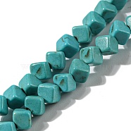Dyed Synthetic Turquoise Beads Strands, Rhombus, Dark Turquoise, 4.5~5x5.5~6x5.5~6mm, Hole: 1.5mm, about 79pcs/strand, 14.76 inch(37.5cm)(G-G075-C02-02)
