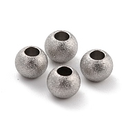 201 Stainless Steel Beads, Round, Stainless Steel Color, 6x4.5mm, Hole: 2.5mm(STAS-STAS-Z039-02K-P)
