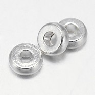 Flat Round Brass Spacer Beads, Silver Color Plated, 7x2mm, Hole: 2mm(KK-L106D-01S)