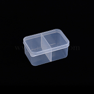 Polypropylene(PP) Bead Storage Container, 2 Compartment Organizer Boxes, with Lid, Rectangle, Clear, 8.7x5.8x4cm, compartment: 5.3x4x3.7cm(CON-S043-009)