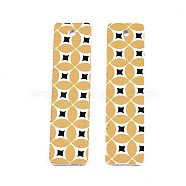 Imitation Leather Big Pendants, Rectangle with Floral Pattern, Orange, 60x15x2mm, Hole: 2mm(FIND-T062-007D)