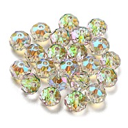 Transparent Electroplate Glass Beads, Faceted, Rondelle, Green Yellow, 6x4.5mm, Hole: 1.2mm, 100pcs/bag(GLAA-L046-02B)