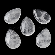 Natural Quartz Crystal Pendants, Rock Crystal Pendants, Teardrop Charms, 30.5x20x6mm, Hole: 1mm(G-M416-08A-04)
