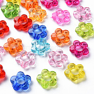 Transparent Acrylic Bead Frames, Flower, Mixed Color, 13x13x4mm, Hole: 2.5mm, Inner Measure: 5mm, about 1500pcs/500g(MACR-S373-55B)