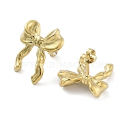 304 Stainless Steel Stud Earrings, Bowknot, Real 14K Gold Plated, 22x19.5mm(EJEW-P258-37G)