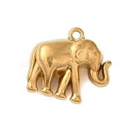 Ion Plating(IP) 304 Stainless Steel Pendants, Elephant Charms, Real 18K Gold Plated, 20.5x23x9mm, Hole: 1.8mm(STAS-N103-19G)