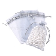 Organza Gift Bags with Drawstring, Jewelry Pouches, Wedding Party Christmas Favor Gift Bags, Light Grey, 15x10cm(OP-R016-10x15cm-05)