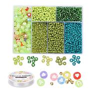 DIY Jewelry Making Kits, Including Round 8/0 Glass Seed Beads, Acrylic & ABS Plastic Beads, Elastic Crystal Thread, Mixed Color, Beads: about 3140pcs/set(DIY-YW0004-16C)