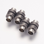 304 Stainless Steel Magnetic Clasps, Column, Gunmetal, 16x10mm, Hole: 6mm(STAS-E144-052B)