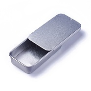 Metal Tinplate Slide Cover Box, Jewelry Box, Pill Case, Rectangle, Platinum, 5.95x3.4x1.25cm(CON-WH0068-31A)