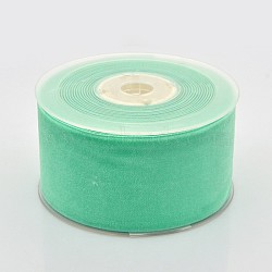 Polyester Velvet Ribbon for Gift Packing and Festival Decoration, Medium Spring Green, 2 inch(50mm), about 20yards/roll(18.29m/roll)(SRIB-M001-50mm-323)