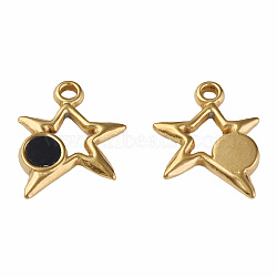 304 Stainless Steel Charms, with Dyed Black Shell, Star, Golden, 15x13x2mm, Hole: 1.6mm(STAS-N087-51-04G)