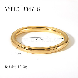 304 Stainless Steel Plain Bangles for Women, Real 18K Gold Plated, Inner Diameter: 25-1/8 inch(63.8cm)(ZZ2270-1)