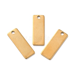 Ion Plating(IP) 201 Stainless Steel Pendant, Rectangle, Real 18K Gold Plated, 25x9x1mm, Hole: 2.6mm(STAS-Z038-01G-A)