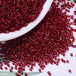 MIYUKI Delica Beads, Cylinder, Japanese Seed Beads, 11/0, (DB0602) Dyed Silver Lined Red, 1.3x1.6mm, Hole: 0.8mm, about 2000pcs/10g(X-SEED-J020-DB0602)