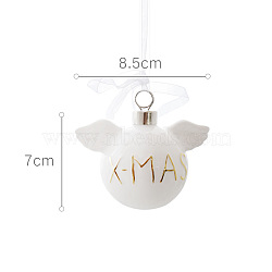 Christmas Porcelain Pendant Decorations, for Christmas Tree Hanging Ornaments, Angel & Fairy, 70x85mm(PW-WG6D698-04)