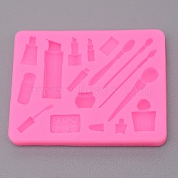 DIY Food Grade Silicone Cosmetics Molds, Resin Casting Molds, For DIY UV Resin, Epoxy Resin Jewelry Making, Mixed Shapes, Hot Pink, 70x92x12mm, Inner Diameter: 9~51x4~19mm(DIY-TAC0013-23)