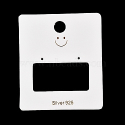 Paper Earring Display Cards, Gold Stamping Smiling Face Print Jewelry Display Cards for Earring Studs, White, Rectangle, 7x6x0.05cm, Hole: 9mm and 1.6mm, about 100pcs/bag(CDIS-F007-04)