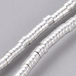Electroplated Non-magnetic Synthetic Hematite Beads Strands, Heishi Beads, Disc/Flat Round, Silver Plated, 2x1mm, Hole: 0.7mm, about 426pcs/Strand, 16.54 inch(42cm)(X-G-G826-09S-2mm)