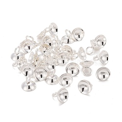 201 Stainless Steel Bead Cap Pendant Bails, for Globe Glass Bubble Cover Pendants, Silver, 7x8mm, Hole: 3mm(STAS-L244-27E-S)