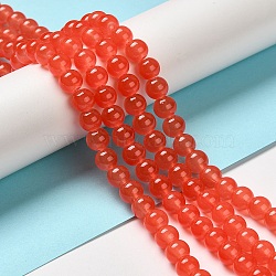 Baking Painted Imitation Jade Glass Round Bead Strands, Coral, 8.5~9mm, Hole: 1.5mm, about 100~105pcs/strand, 31.8 inch(DGLA-Q021-8mm-32)