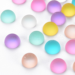 Electroplate Resin Cabochons, with Frosted, Half Round, Mixed Color, 8x4mm(X-CRES-Q216-002)