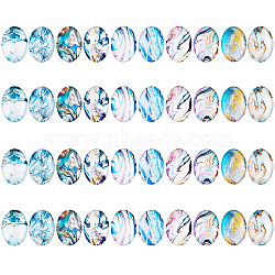 40Pcs 4 Sets Glass Cabochons, Oval, Quicksand Pattern, Mixed Color, 25x18x5mm, 10pcs/set(GGLA-CA0001-05)