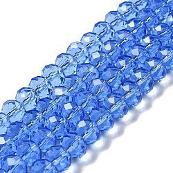 Handmade Glass Beads, Faceted Rondelle, Medium Blue, 10x7mm, Hole: 1mm, about 70~72pcs/strand(X-G02YI0B3)