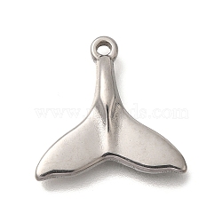 Anti-Tarnish 304 Stainless Steel Pendants, Fishtail Charm, Stainless Steel Color, 18x18.5x3.2mm, Hole: 1.6mm(STAS-M075-19P)