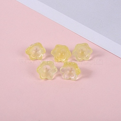 Glass Beads, Lily Flower, Champagne Yellow, 12x8mm, Hole: 1.4mm(GLAA-YW0003-37I)