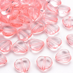 Transparent Acrylic Beads, Heart, Pink, 13.5x13.5x5.5mm, Hole: 1.5mm, about 775pcs/500g(TACR-S154-54B-26)