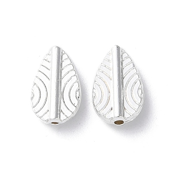 Alloy Beads, Long-Lasting Plated, Leaf, Silver, 12x7.5x3mm, Hole: 1.2mm