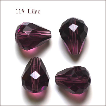 Imitation Austrian Crystal Beads, Grade AAA, Faceted, Drop, Purple, 6x8mm, Hole: 0.7~0.9mm