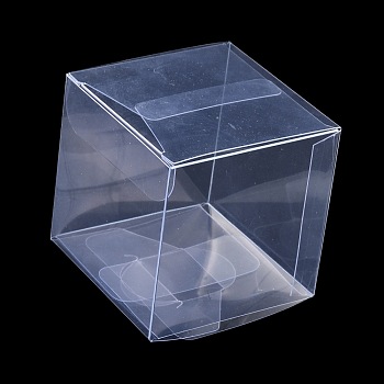 Square Transparent Plastic PVC Box Gift Packaging, Waterproof Folding Box, for Toys & Molds, Clear, Box: 6x6x6.1cm