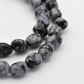Natural Snowflake Obsidian Bead Strands, Tumbled Stone, Nuggets, 5~7X5~7mm, Hole: 1mm, about 15.7 inch