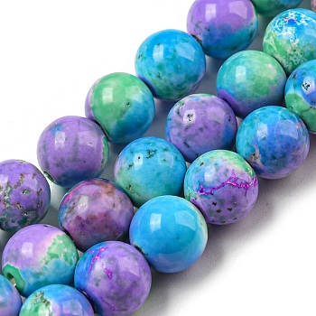 Natural Imperial Jasper Beads Strands, Dyed, Round, Medium Purple, 8~8.5mm, Hole: 1.2mm, about 49pcs/strand, 15.94 inch(40.5cm)