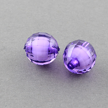 Transparent Acrylic Beads, Bead in Bead, Faceted, Round, Dark Orchid, 12mm, Hole: 2mm, about 580pcs/500g