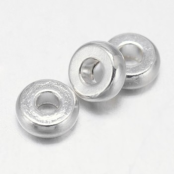 Flat Round Brass Spacer Beads, Silver Color Plated, 7x2mm, Hole: 2mm