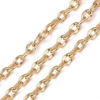 Oval Oxidation Aluminum Coffee Bean Chains, Unwelded, Golden, Link: 10x7x2mm, about 30 yards/roll