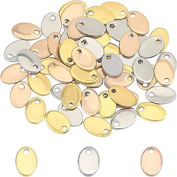 PVD Vacuum Plating 304 Stainless Steel Charms, Stamping Blank Tag, Oval, Mixed Color, 9x6x0.8mm, Hole: 1mm, 3 colors, 20pcs/color, 60pcs/box