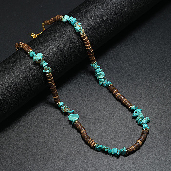 Bohemian Turquoise Stone Coconut Shell Surf Punk Necklace for Men