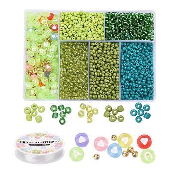 DIY Jewelry Making Kits, Including Round 8/0 Glass Seed Beads, Acrylic & ABS Plastic Beads, Elastic Crystal Thread, Mixed Color, Beads: about 3140pcs/set