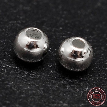 925 Sterling Silver Beads, Seamless Round Beads, Silver, 6mm, Hole: 1.4mm