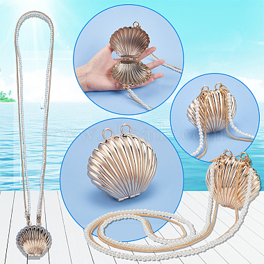 Elite Natural Shell & Alloy Starfish Charm Bracelet & Bib Necklace & Adjustable Ring & Dangle Stud Earrings & Aligator Hair Clip & Mini Crossbody Bags(SJEW-PH0001-11)-4