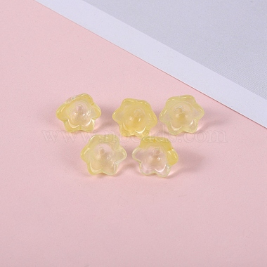 Champagne Yellow Flower Glass Beads
