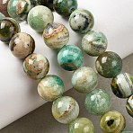 Natural Green Line Jasper  Beads Strands, Round, 10mm, Hole: 1.4mm, about 40pcs/strand, 15.63 inch(39.7cm)(X-G-L639-A01-10mm)